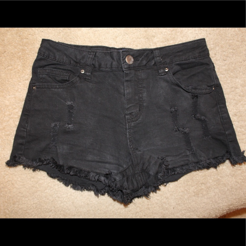 Black jean shorts